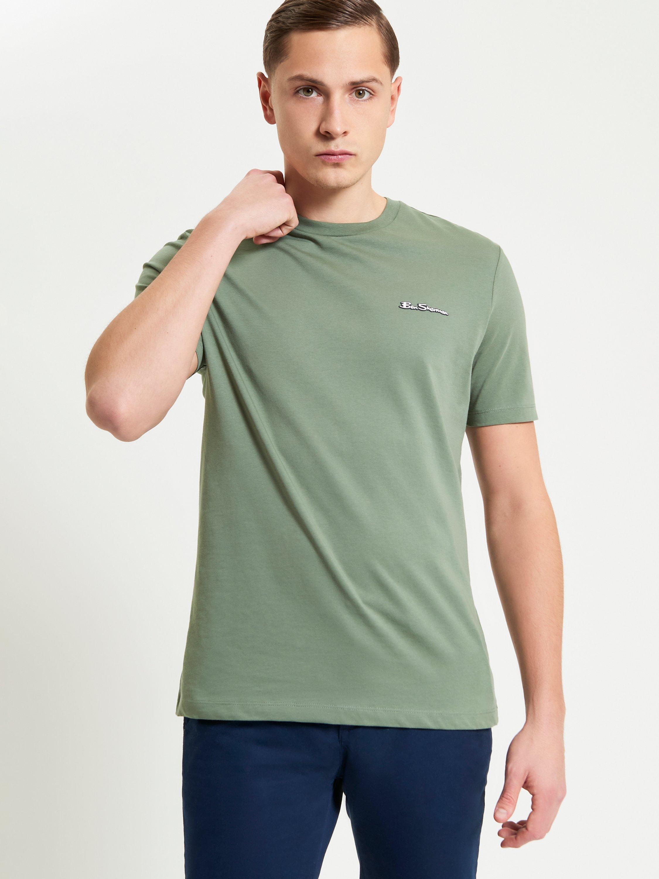 Product image 1 of 5, which shows Ben Sherman Organic Cotton Regular Fit Short Sleeve Signature T-Shirt, Pale Khaki, S