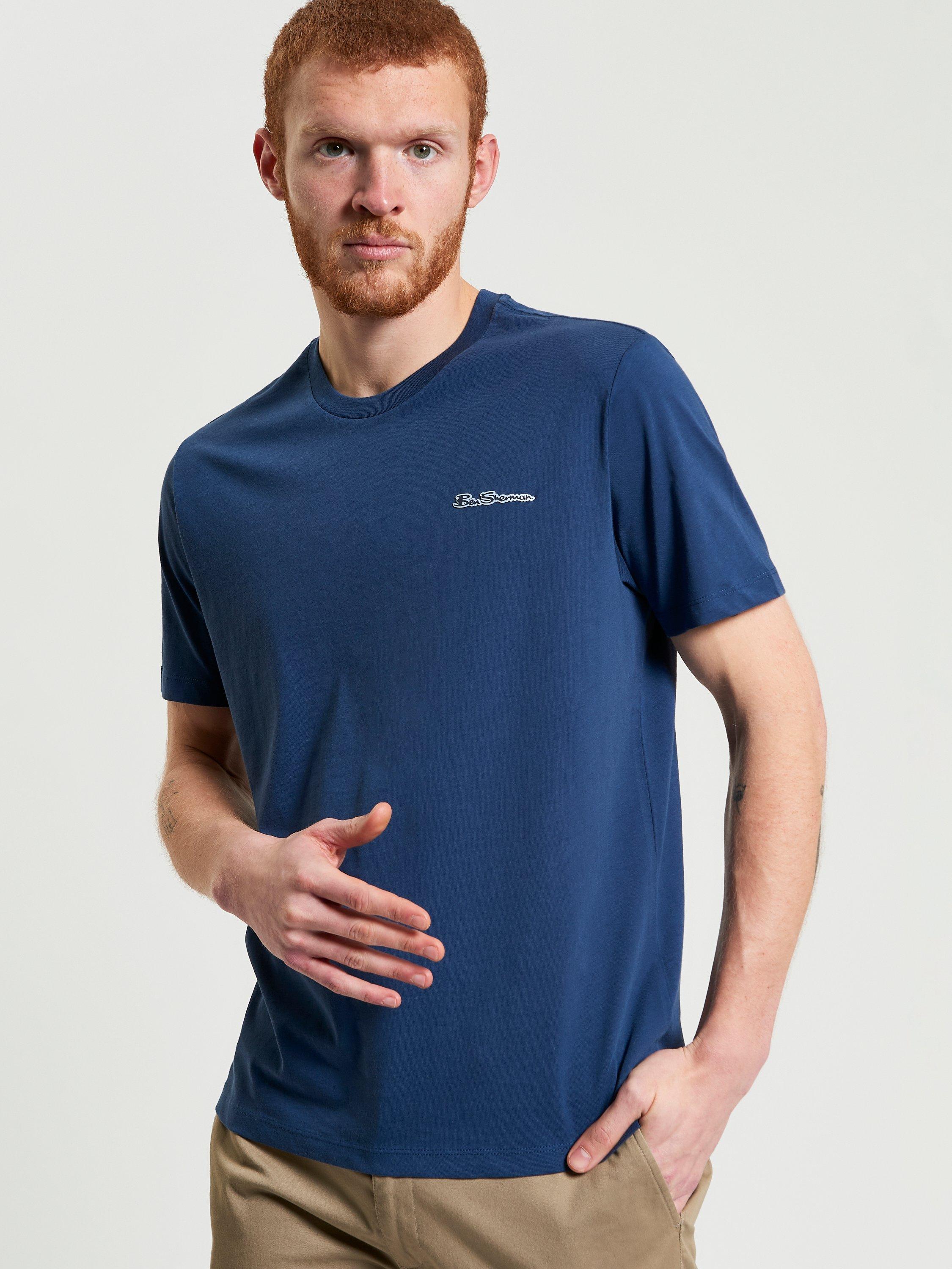 Product image 1 of 5, which shows Ben Sherman Organic Cotton Regular Fit Short Sleeve Signature T-Shirt, Riviera Blue, S
