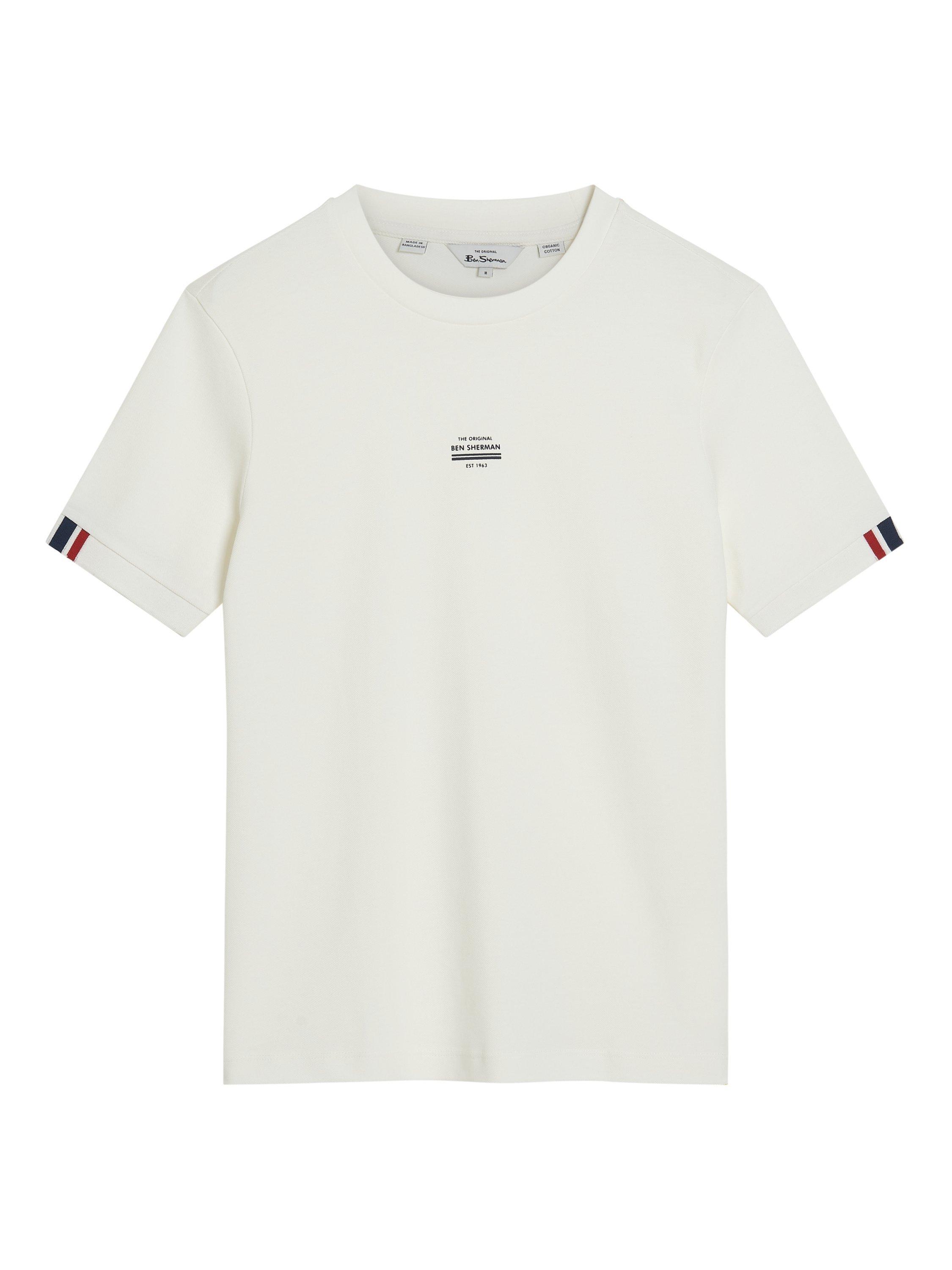 Product image 5 of 5, which shows Ben Sherman Organic Cotton Regular Fit Tipped Pique T-Shirt, Snow White, S