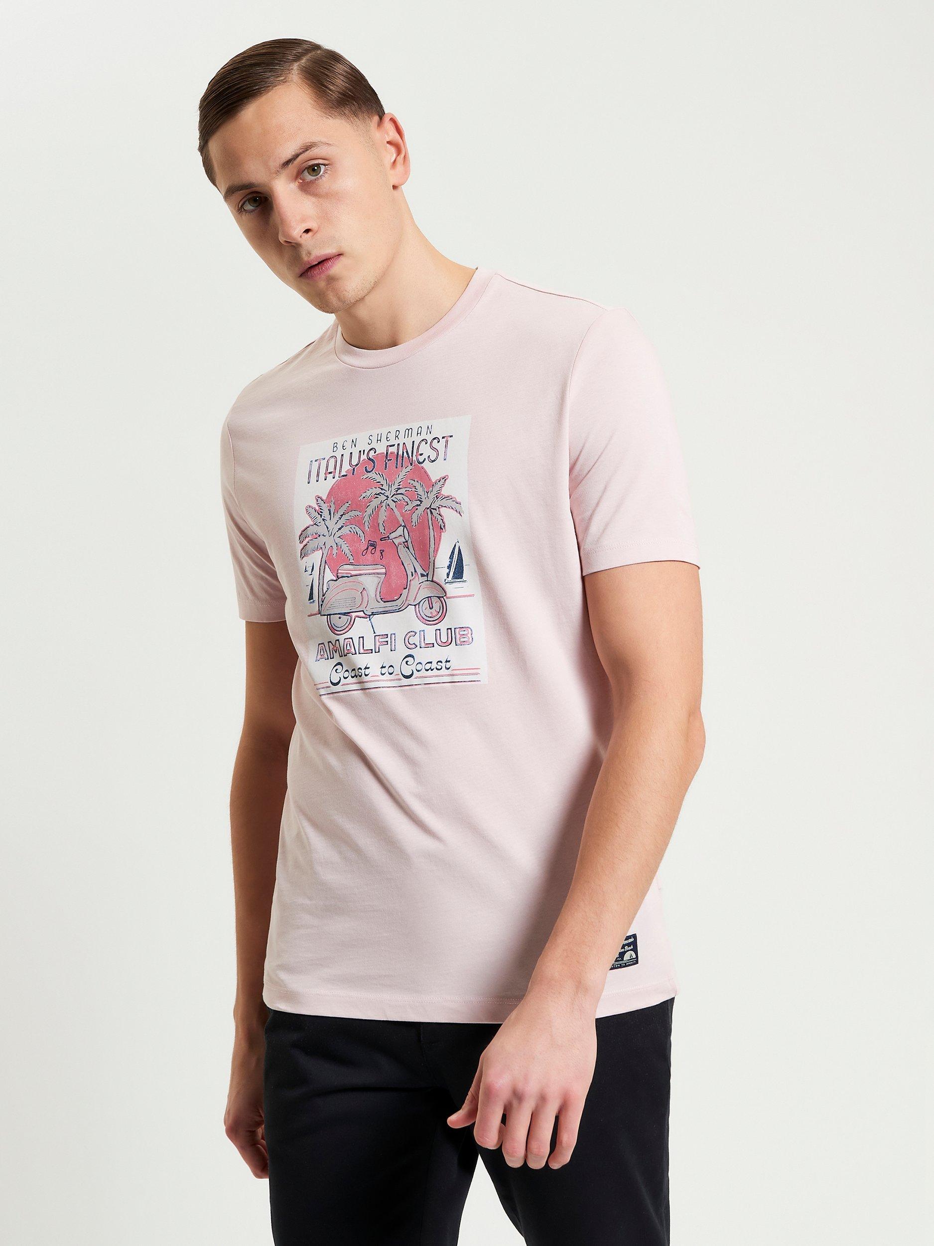 Product image 1 of 5, which shows Ben Sherman Organic Cotton Regular Fit Amalfi Graphic T-Shirt, Blush Pink, S