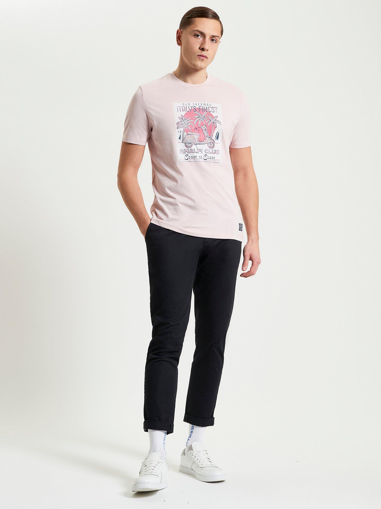 Product image 2 of 5, which shows Ben Sherman Organic Cotton Regular Fit Amalfi Graphic T-Shirt, Blush Pink, S