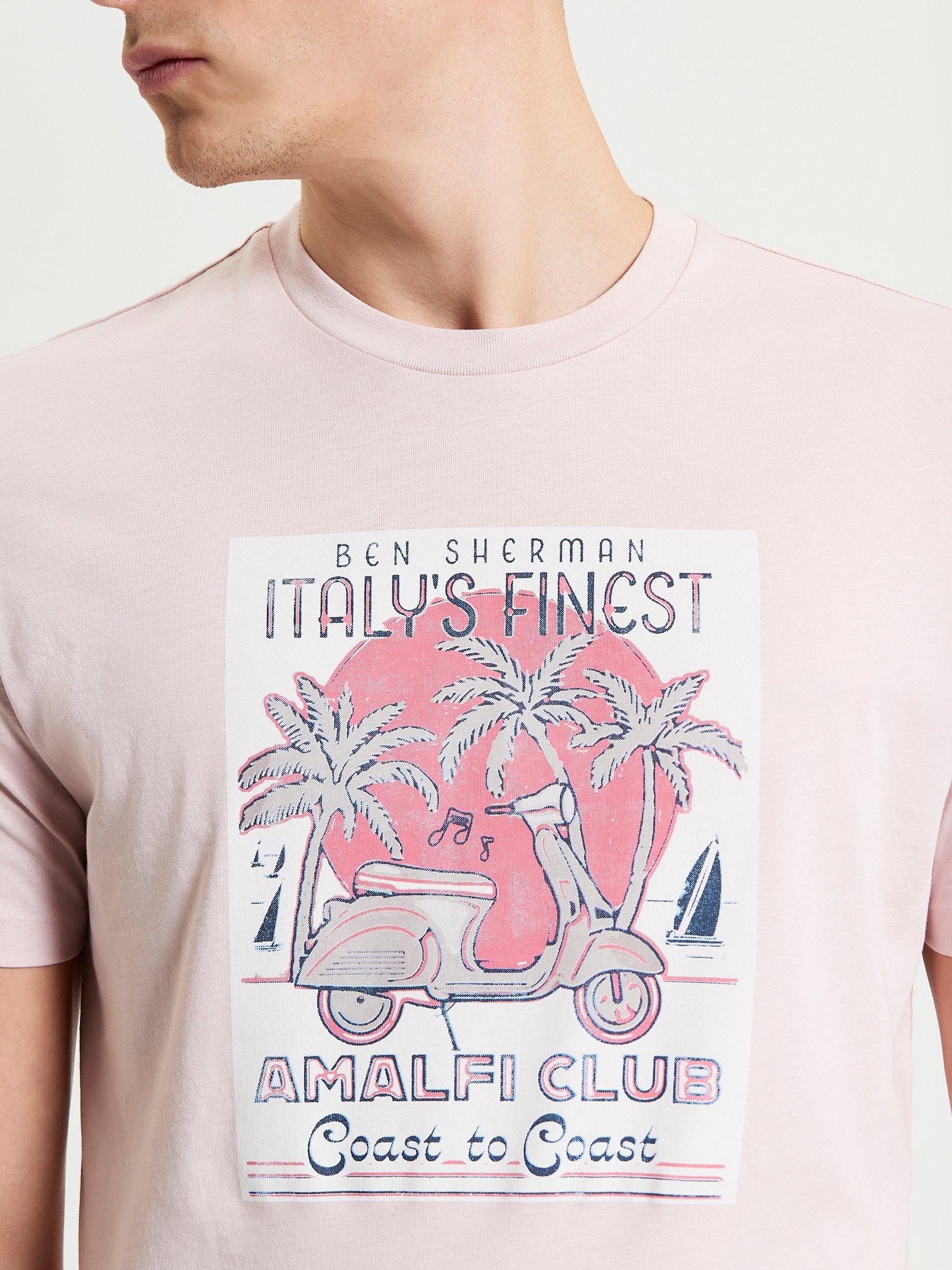 Product image 4 of 5, which shows Ben Sherman Organic Cotton Regular Fit Amalfi Graphic T-Shirt, Blush Pink, S