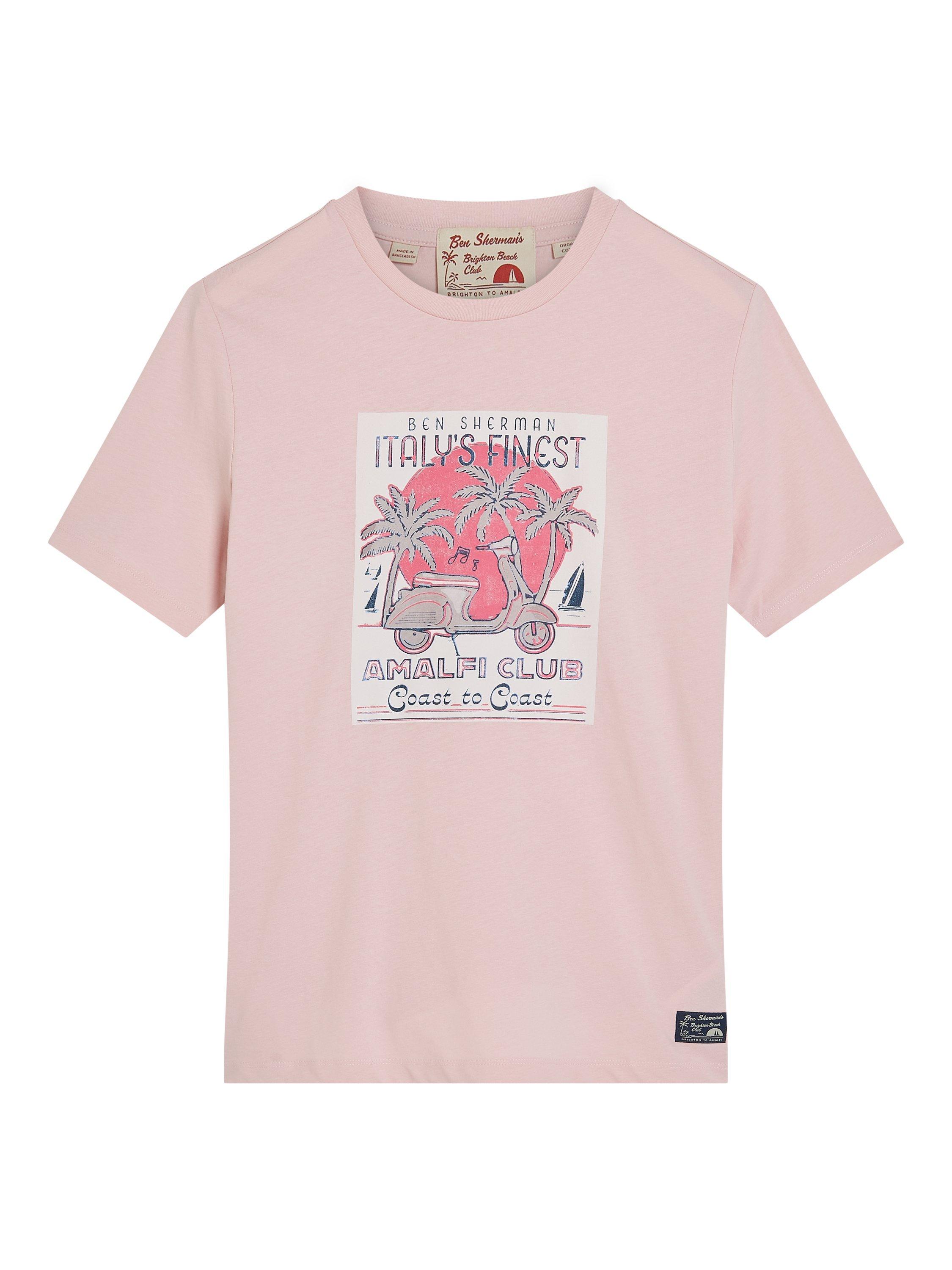 Product image 5 of 5, which shows Ben Sherman Organic Cotton Regular Fit Amalfi Graphic T-Shirt, Blush Pink, S