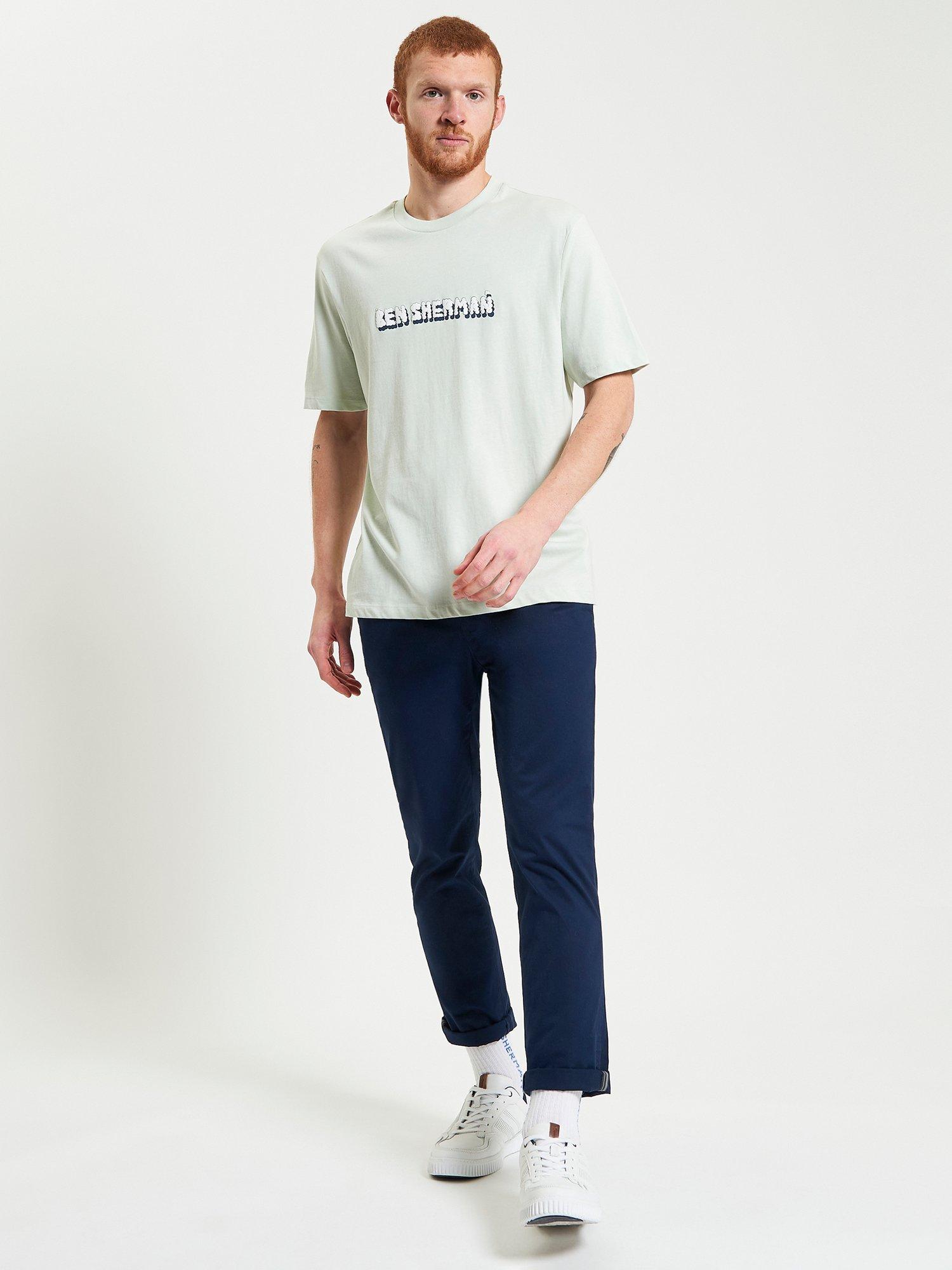 Product image 2 of 5, which shows Ben Sherman Organic Cotton Regular Fit Music Poster Graphic T-Shirt, Light Green, S