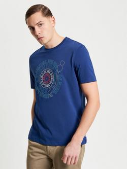 Ben Sherman Organic Cotton Regular Fit Record Graphic T-Shirt, Royal Blue, Royal Blue