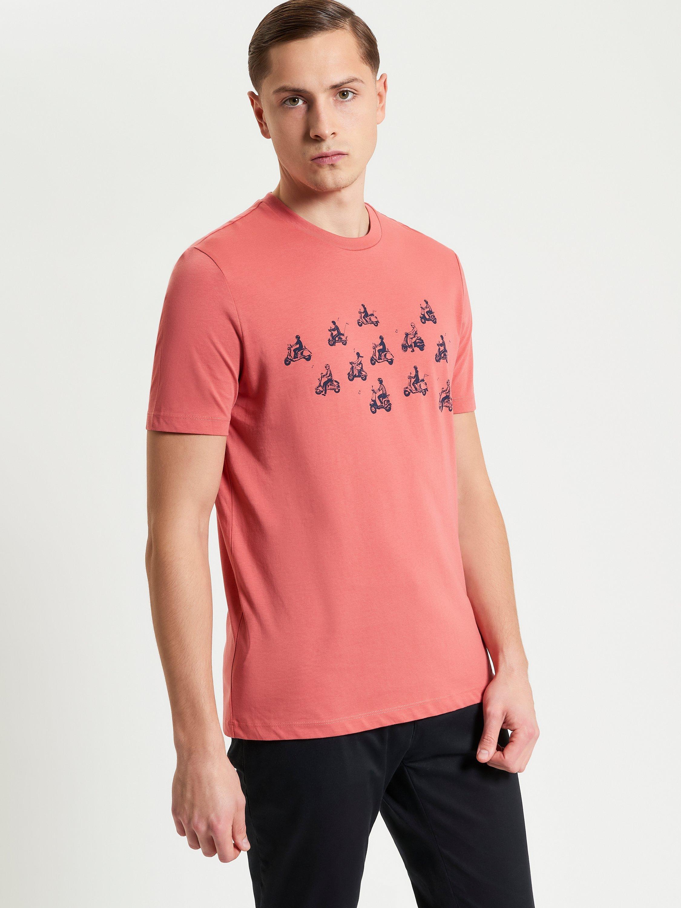 Product image 1 of 5, which shows Ben Sherman Organic Cotton Regular Fit Ride Out Graphic T-Shirt, Cerise, S