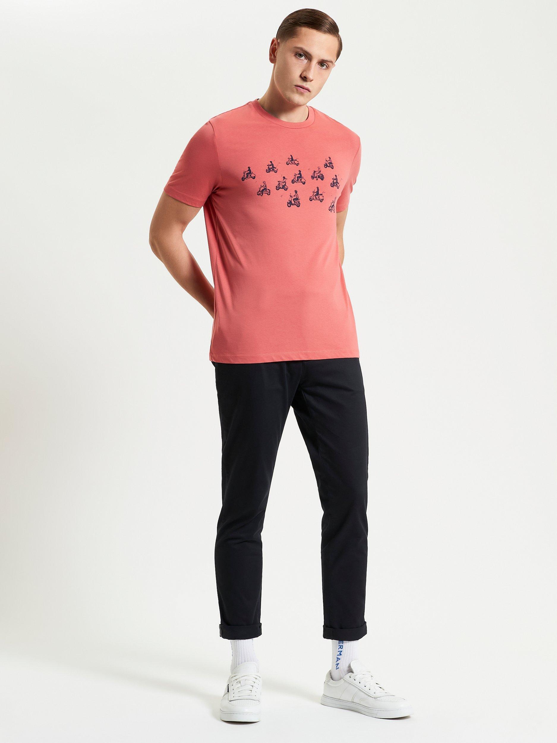 Product image 2 of 5, which shows Ben Sherman Organic Cotton Regular Fit Ride Out Graphic T-Shirt, Cerise, S