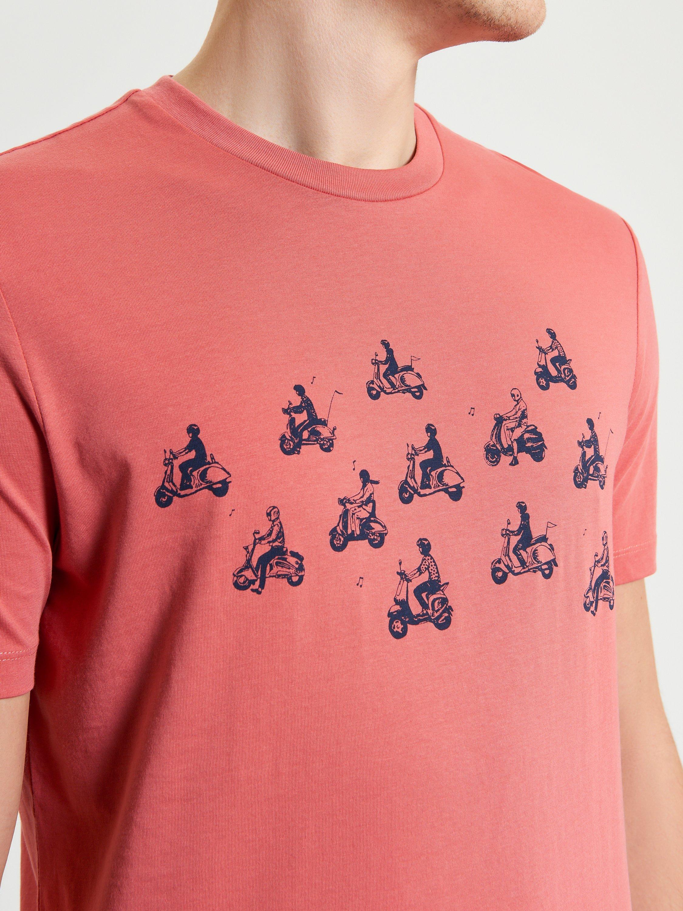 Product image 4 of 5, which shows Ben Sherman Organic Cotton Regular Fit Ride Out Graphic T-Shirt, Cerise, S