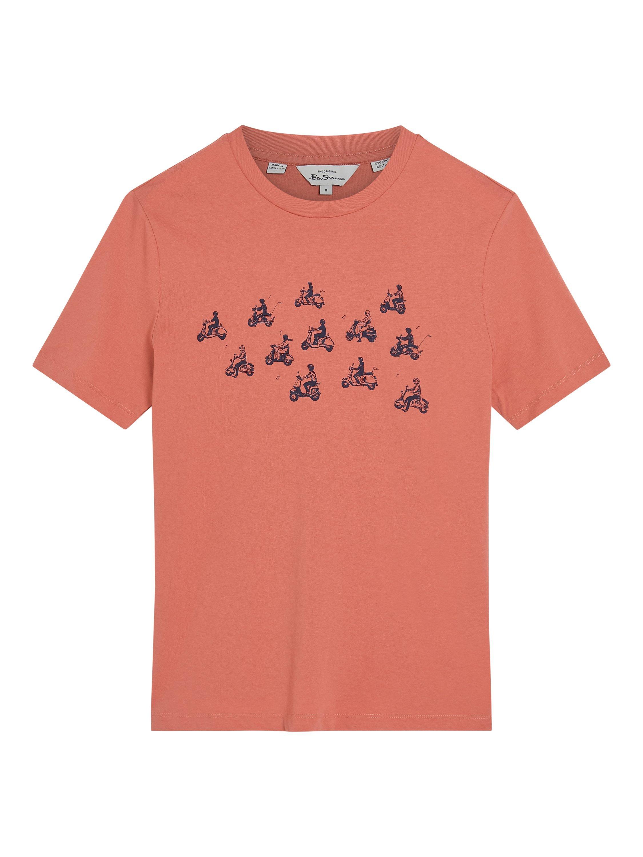 Product image 5 of 5, which shows Ben Sherman Organic Cotton Regular Fit Ride Out Graphic T-Shirt, Cerise, S