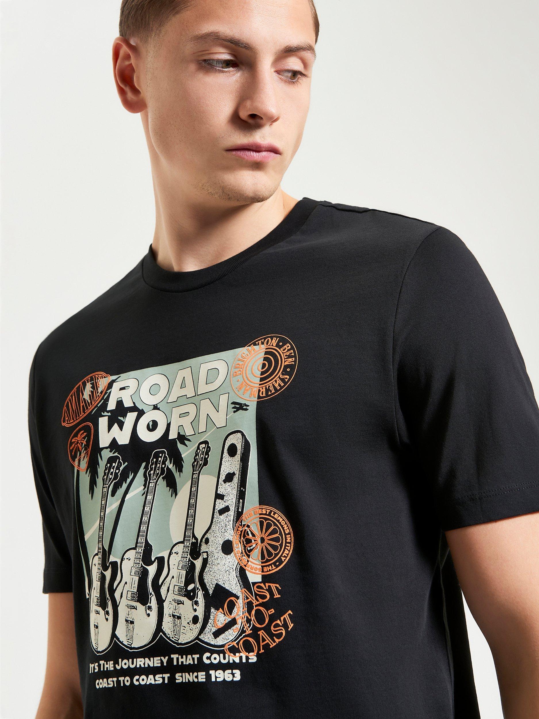 Product image 4 of 5, which shows Ben Sherman Organic Cotton Regular Fit Brighton Beach Club Graphic T-Shirt, Black/Multi, S