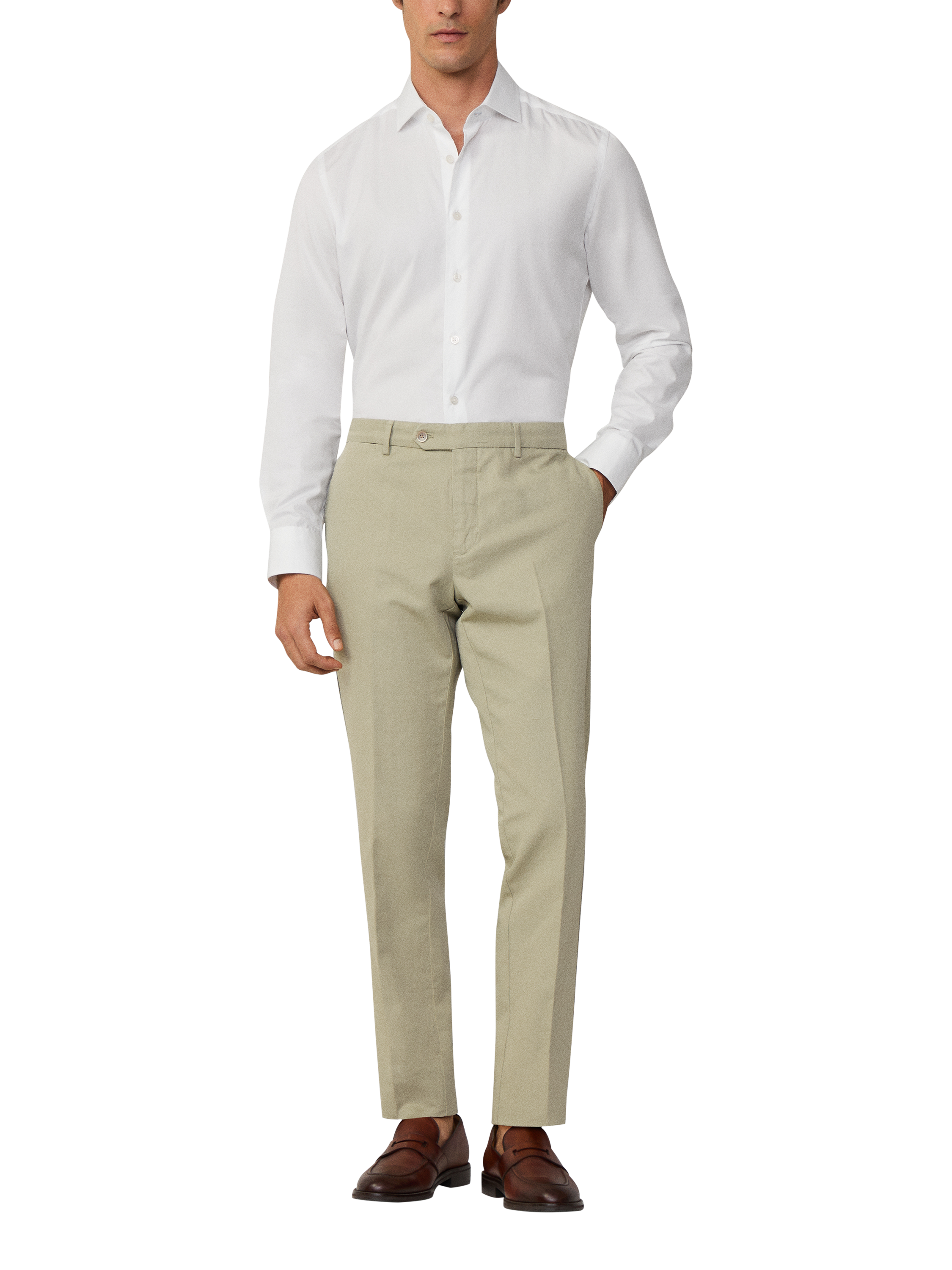 Product image 1 of 11, which shows Hackett London Tailored Fit Cotton Twill Shirt, White, L