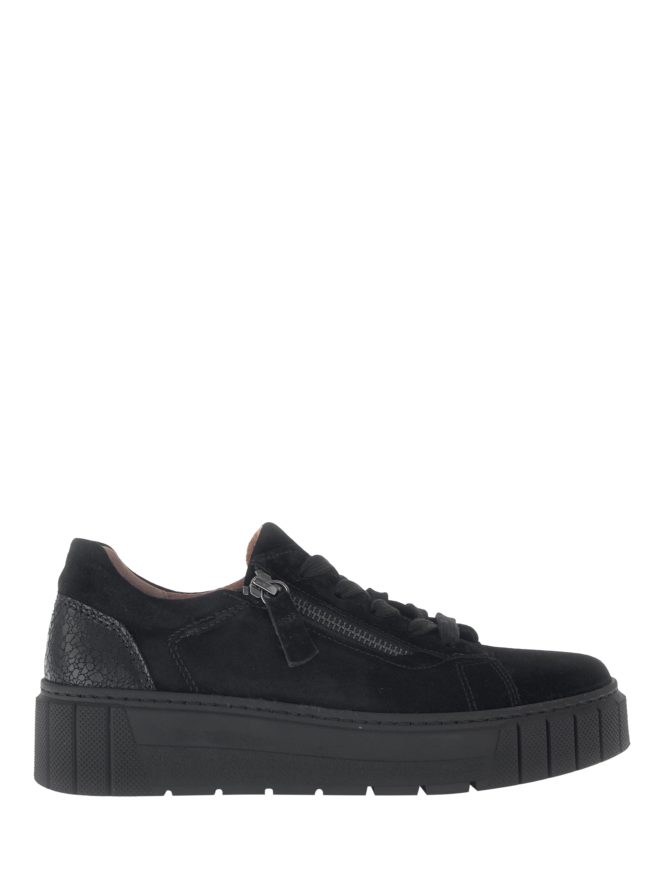 Product image 1 of 4, which shows Gabor Ferry Wide Fit Suede Trainers, Black, 3