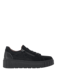 Gabor Ferry Wide Fit Suede Trainers, Black