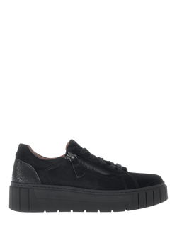 Gabor Ferry Wide Fit Suede Trainers, Black, Black