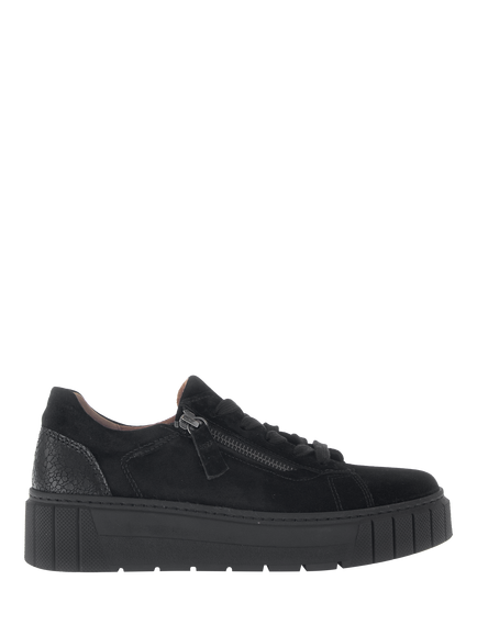 Gabor Ferry Wide Fit Suede Trainers, Black, Black