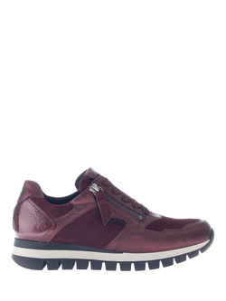 Gabor Willet Wide Fit Leather Blend Trainers, Mulberry, Mulberry