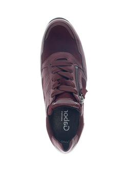 Gabor Willet Wide Fit Leather Blend Trainers, Mulberry - view 2, Mulberry