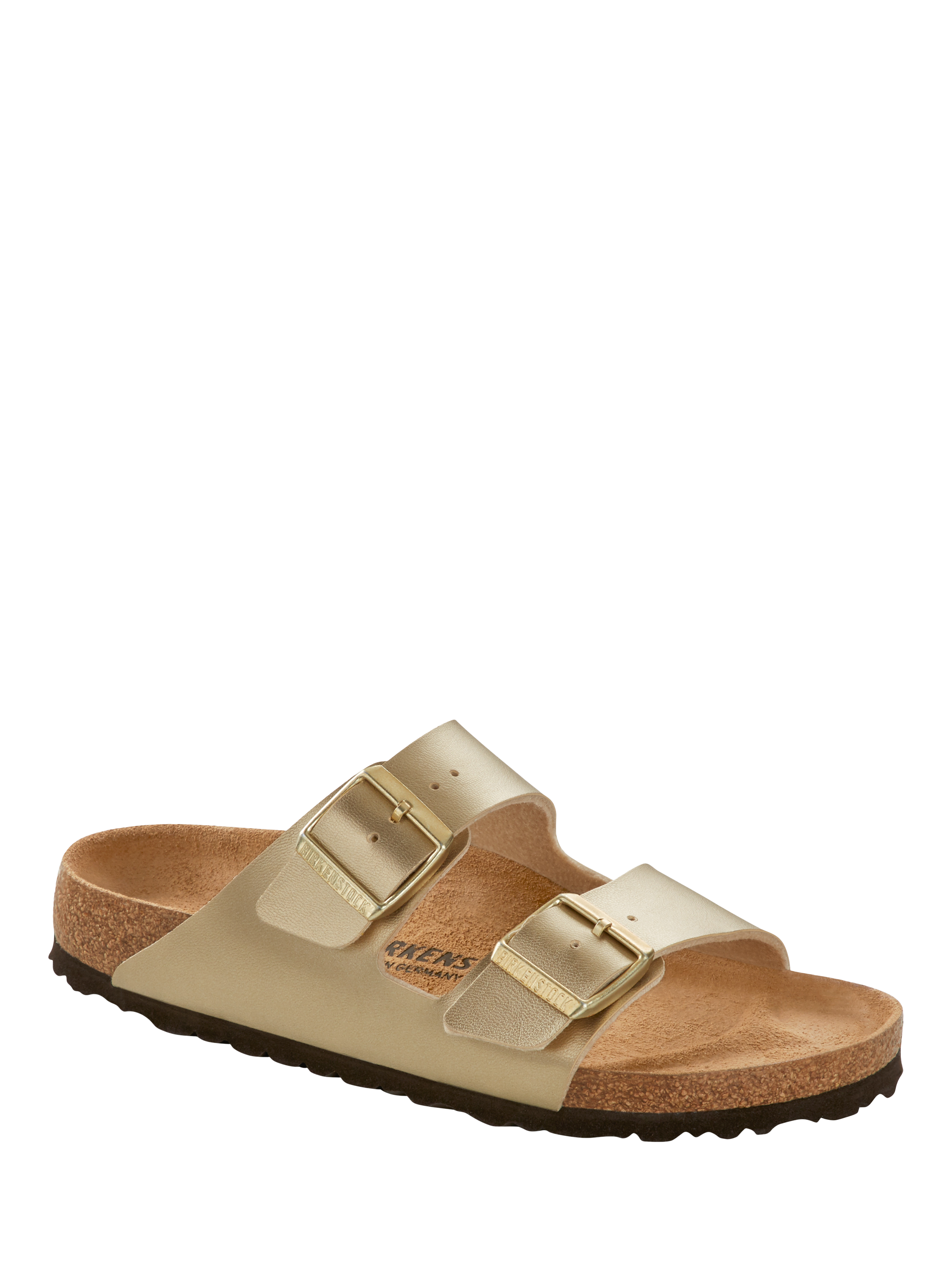 Product image 2 of 3, which shows Birkenstock Arizona Birko-Flor Sandals, Gold, 3