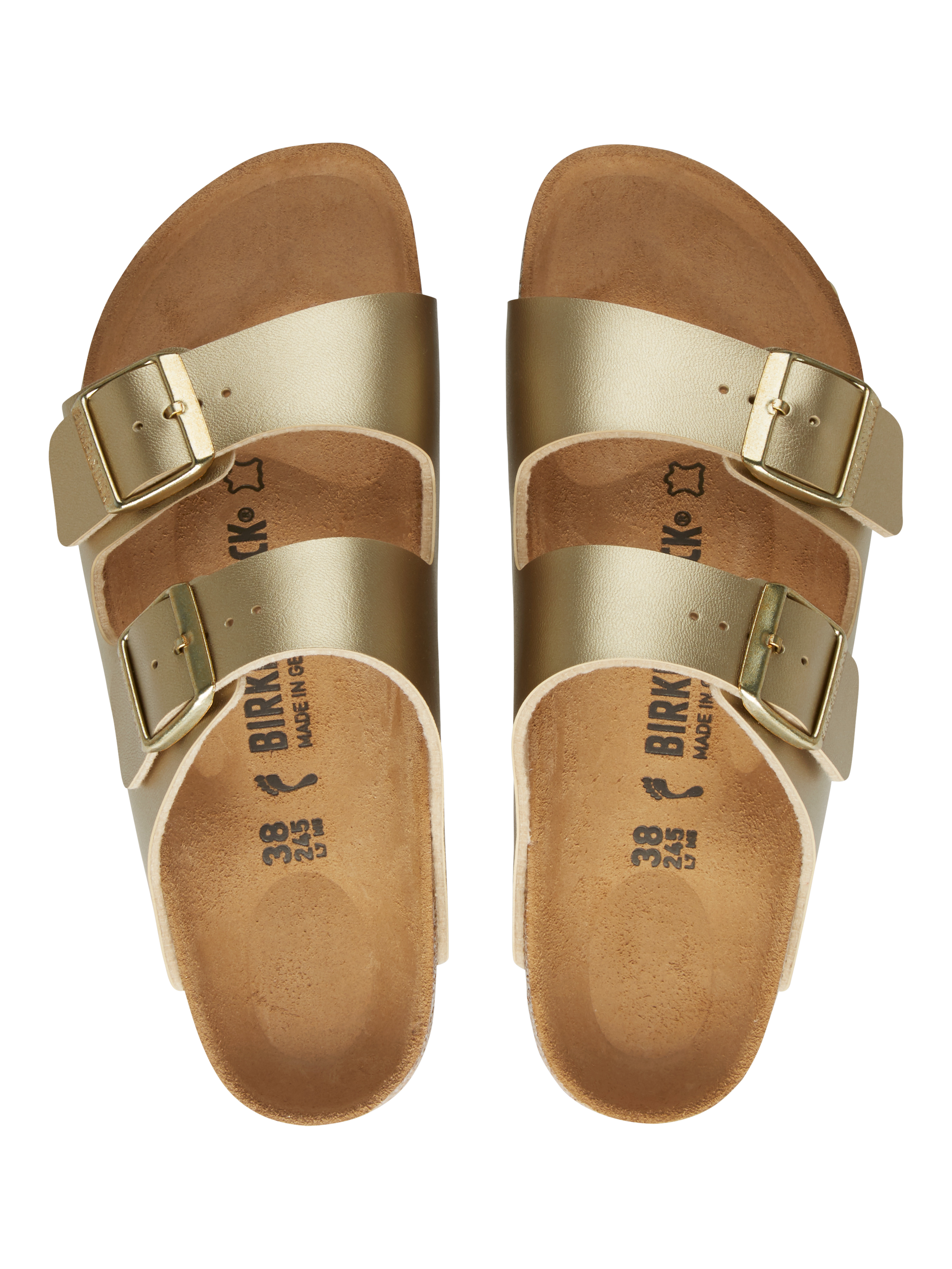 Product image 3 of 3, which shows Birkenstock Arizona Birko-Flor Sandals, Gold, 3