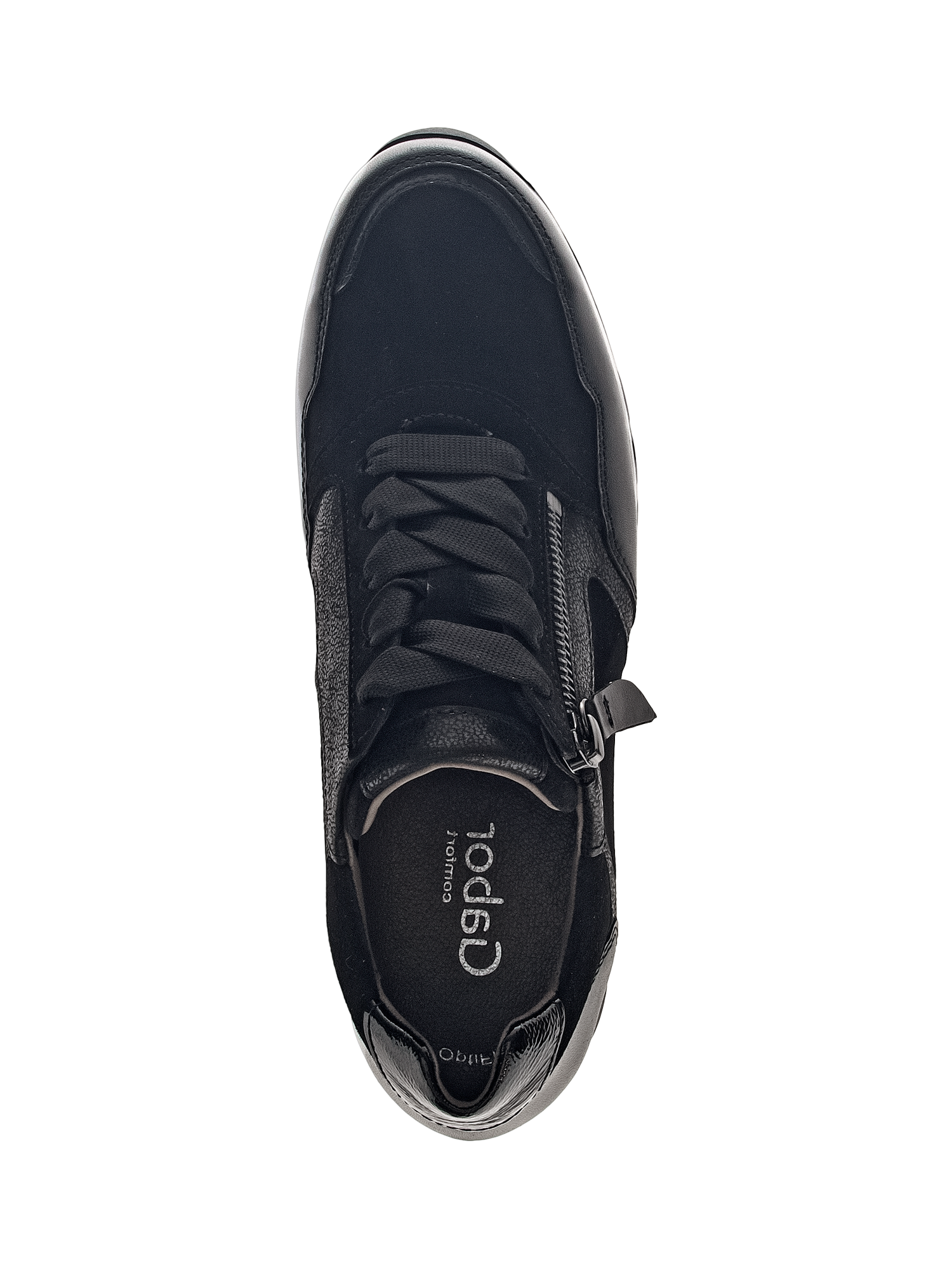 Product image 2 of 4, which shows Gabor Willet Wide Fit Leather Blend Trainers, Black/Multi, 4.5
