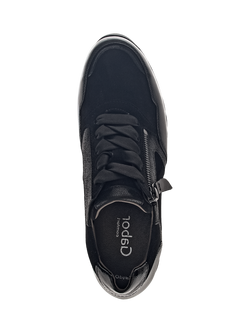 Gabor Willet Wide Fit Leather Blend Trainers, Black/Multi - view 2, Black/Multi