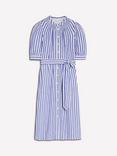 Boden Ada Striped Double Cloth Puff Sleeve Cotton Midi Shirt Dress