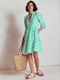 Boden Esme Abstract Print Tiered V-Neck Linen Mini Dress