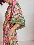 Boden Maya Flared Floral Kimono Jersey Maxi Dress