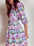 Boden Mya Floral Long Sleeve Cotton Smocked Mini Dress