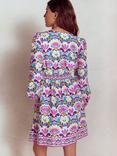 Boden Mya Floral Long Sleeve Cotton Smocked Mini Dress