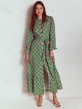 Boden Mia Tiered Abstract Long Sleeved Cotton Maxi Shirt Dress