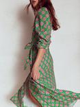 Boden Mia Tiered Abstract Long Sleeved Cotton Maxi Shirt Dress