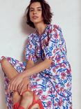 Boden Rhea V-Neck Floral Tiered Cotton Midi Dress