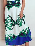 Boden Abstract Print Sleeveless Flared Linen Blend Midi Dress