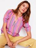 Boden Brooke Stripe V-Neck Top, Pink/Multi