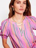 Boden Brooke Stripe V-Neck Top, Pink/Multi