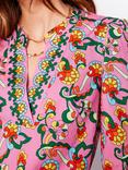 Boden Floral Notch Neck Top, Pink/Multi, Pink/Multi