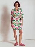 Boden Cleo Tie Waist Floral Pure Linen Dress, Multi