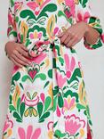 Boden Cleo Tie Waist Floral Pure Linen Dress, Multi