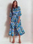 Boden Clara Floral Belted Cotton Midi Shirt Dress