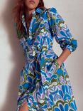 Boden Clara Floral Belted Cotton Midi Shirt Dress