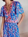 Boden Ellie Floral Flutter Maxi Tea Dress, Blue/Multi