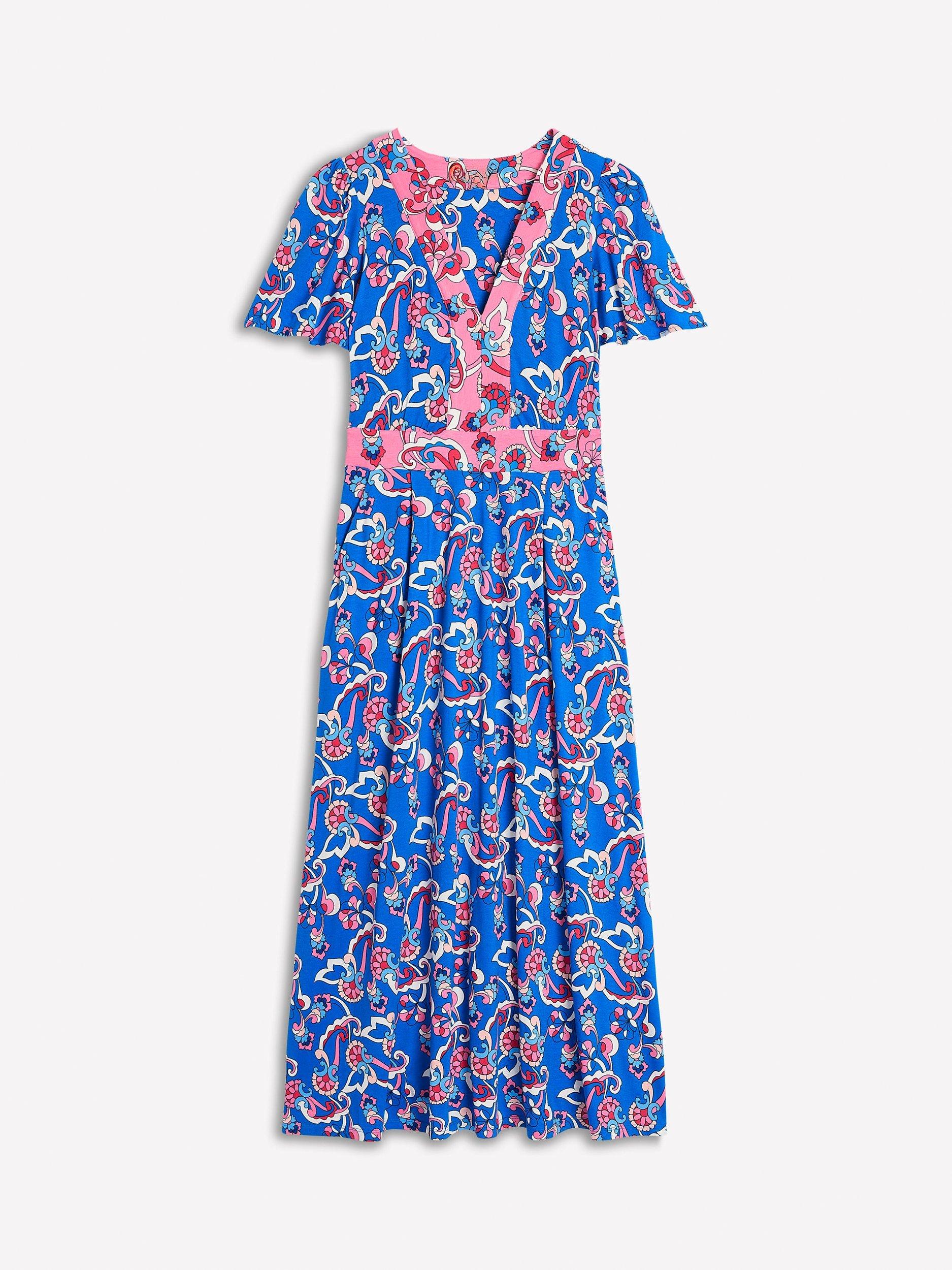 Product image 5 of 5, which shows Boden Ellie Floral Flutter Maxi Tea Dress, Blue/Multi, 8