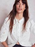 Boden Alicia Linen Rich Cutwork Top, White