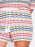 Boden Textured Stripe Chevron Stitched Cotton Culottes Shorts