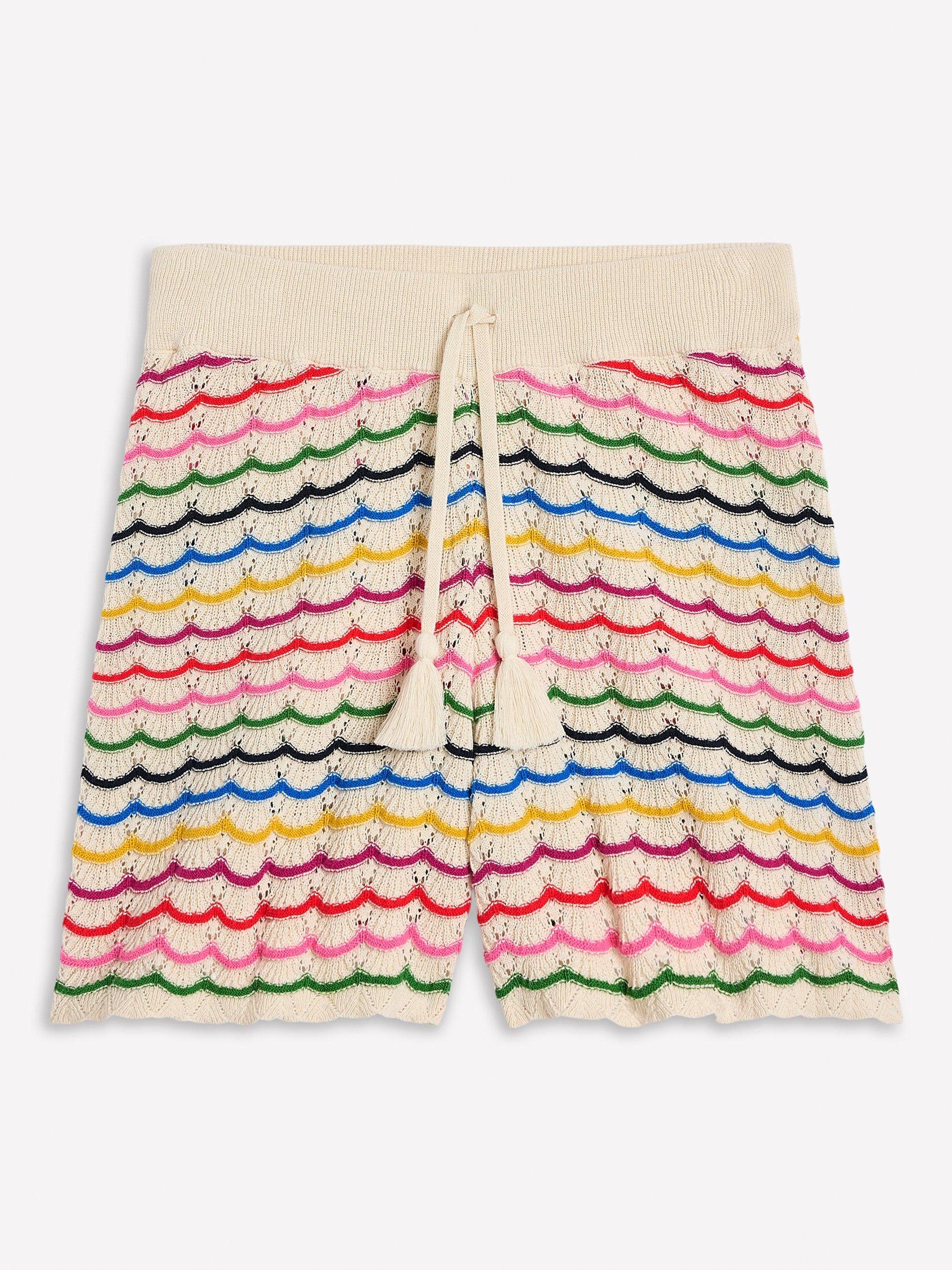 Product image 5 of 6, which shows Boden Textured Stripe Chevron Stitched Cotton Culottes Shorts, Multi, L
