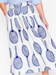 Boden Verity Tennis Racket Pure Linen Skirt, Ivory/Multi