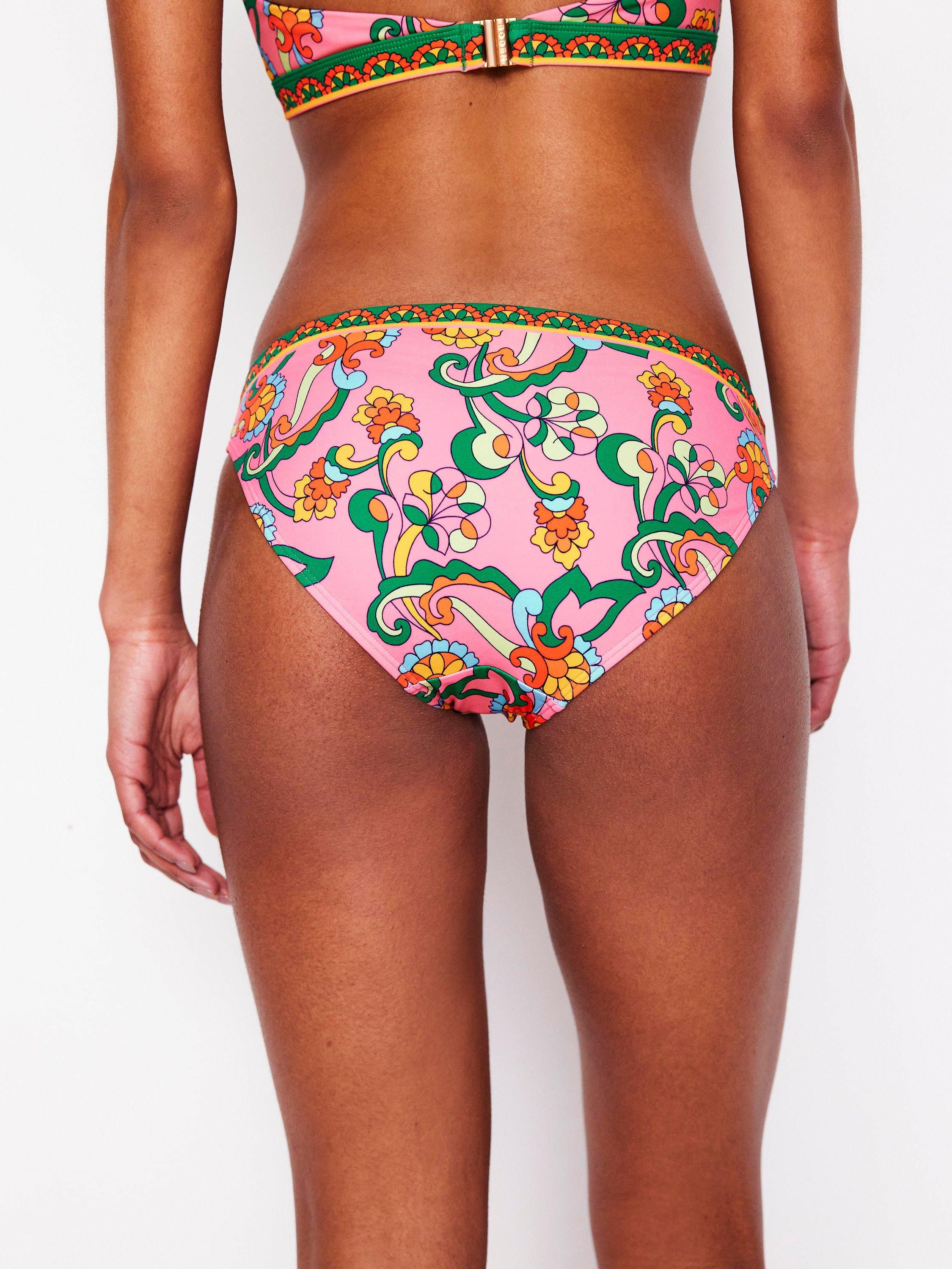 Product image 4 of 6, which shows Boden Classic Swirling Floral Bikini Bottoms, Pink/Multi, 8
