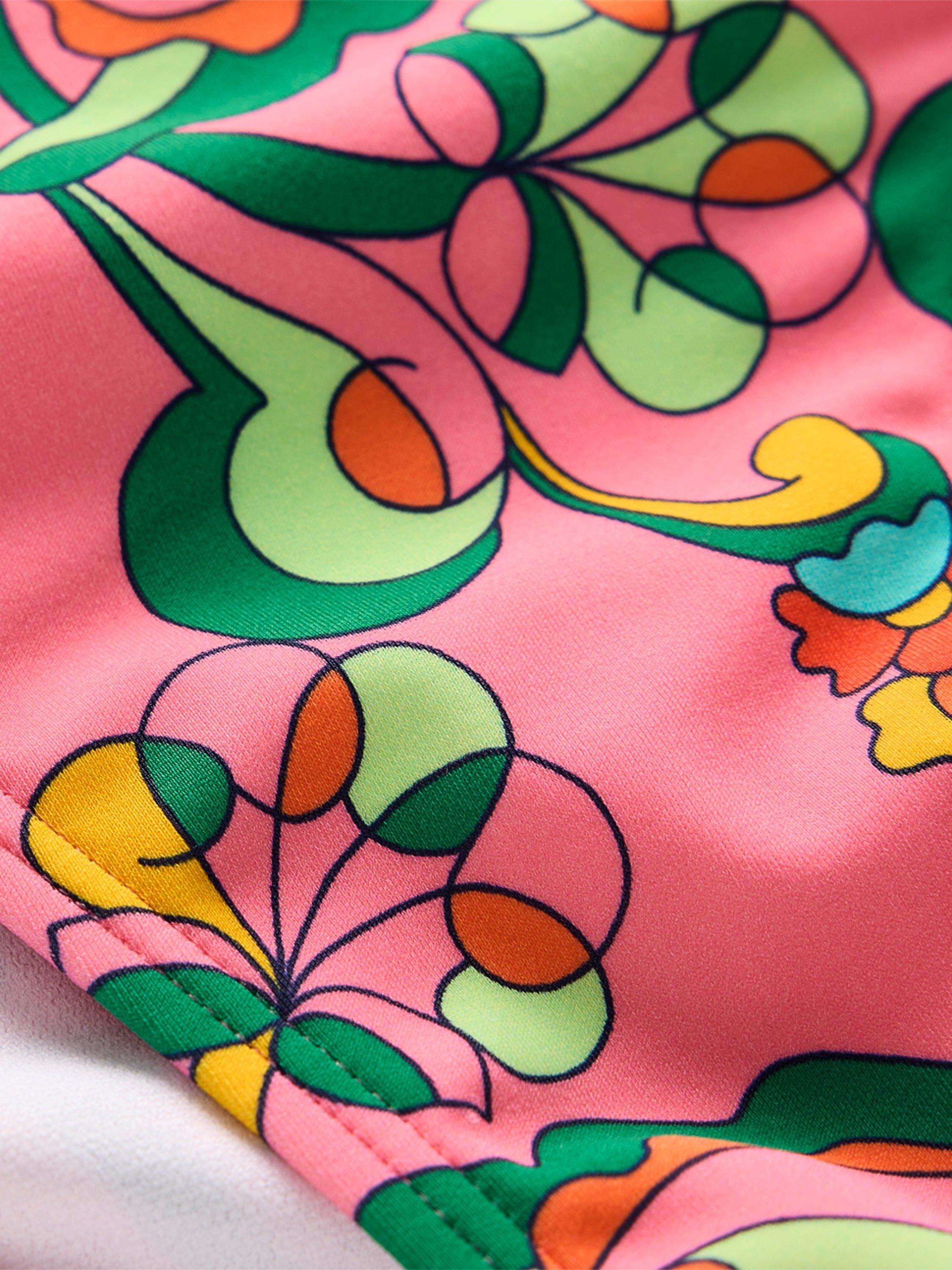 Product image 6 of 6, which shows Boden Classic Swirling Floral Bikini Bottoms, Pink/Multi, 8