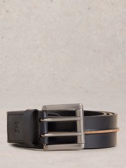 White Stuff Raw Seam Leather Belt, Dark Navy